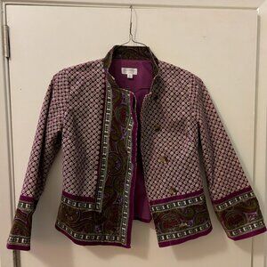Isaac Mizrahi Blazer, Purple Green Paisley, Bohemian, XS, Great Deal